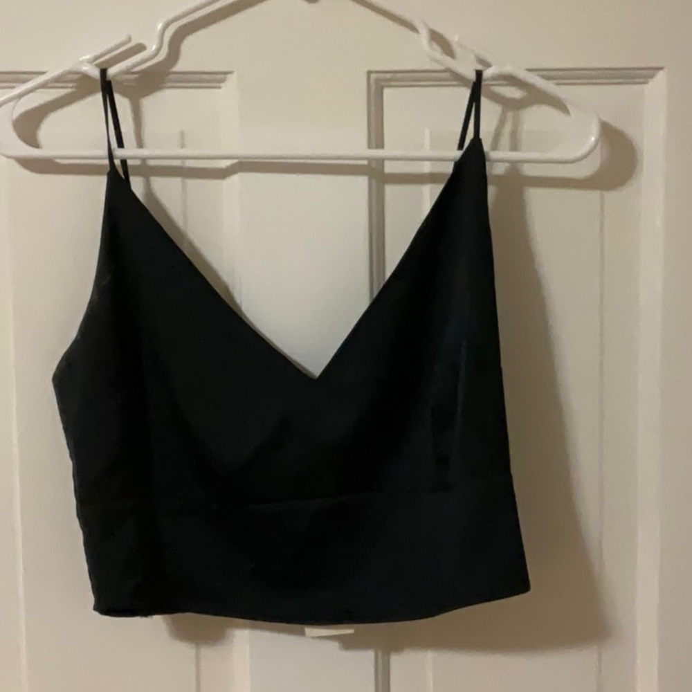 Black Satin Abercrombie Crop Top